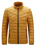 Veste matelassée coupe ajustée pour homme, col montant, coupe-vent, en polyester, décontractée, pour l'automne, fermeture éclair, couleur unie