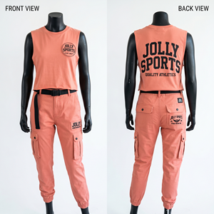 190 GSM Soft Polyester Spandex <b>Peach</b> Graphic Sublimation Logo Women Sleeveless Tank Tee Fitness Women's Sets - Product Image 6