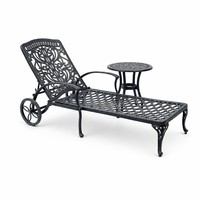 Chaise longue inclinable en aluminium durable et écologique de style antique traditionnel avec roues pour villa/cour et parc