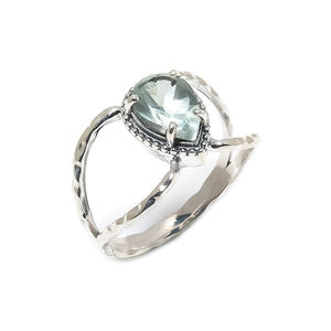 925 Solid Sterling Silver Handmade Engagement Rings Unique Pear <b>Green</b> Amethyst Gemstone Fine <b>Jewelry</b> Wedding Party Valentine's - Product Image 2