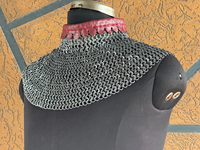 Cotte de mailles médiévale collier Aventail en acier doux plat riveté avec rondelle anneaux cou Gorget chaîne à la main armure historique