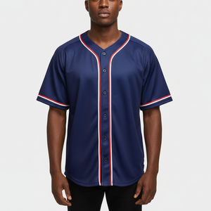 Conjuntos de Camisetas de Béisbol Sublimadas de Poliéster Hechas a Medida, Mangas Cortas, Botones, Secado Rápido, Antibacterianas, Transpirables, Camiseta Deportiva - Product Image 5