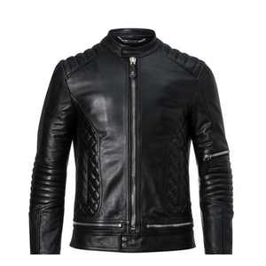 Veste en cuir classique pour hommes, fabriquée au Pakistan, col montant, Style High Street, saison d'hiver, veste de bonne qualité pour hommes - Product Image 1