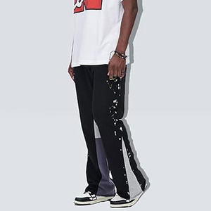 Anti Shrink Feature Fleece Fabric Made Men's Sports Training Flare Pants Street Fashion Drawstring Waist Wide Leg <b>Trousers</b> Male - Product Image 4