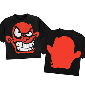 T-shirt graphique surdimensionné délavé à l'acide pour hommes 100% coton Boxy Fit Distressed Vintage Style Crop Top Available Plus Blank - Product Image 4