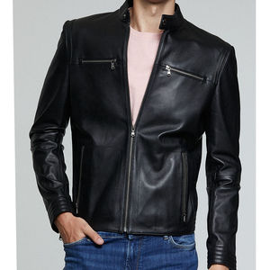 Super nouvelle veste en cuir noir de Style motard pour hommes 100% peau de mouton d'origine entièrement personnalisée fermeture à glissière haute avant élégante - Product Image 6