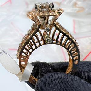 Impresionante anillo de compromiso de oro sólido de 14K y 18K con diamante brillante - Product Image 6