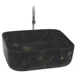 Lavabo de salle de bain carré en céramique Lavabo Nouveau design Lavabo imprimé marbre blanc mat avec égouttoir pour salle à manger - Product Image 3