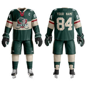 Ensemble complet d'uniformes de hockey sur glace, équipement d'équipe professionnel, maillot personnalisé sublimé, pantalon assorti, chaussettes, gants, vêtements de sport athlétiques - Product Image 3