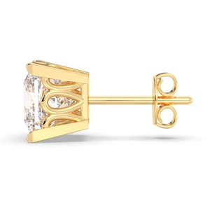 REYES Precio de Fábrica al por Mayor, Pendientes de Oro Sólido de 14K con Corte Princesa, Moissanita de 4.3 Quilates, Cierre de Rosca, para Mujer, Joyería de Lujo - Product Image 3