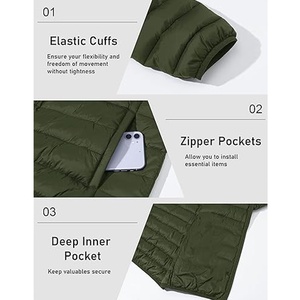 Chaqueta de Invierno Personalizada para Hombre, Chaqueta Acolchada Impermeable y Cortavientos con Cierre y Cuello Alto, Ropa de Abrigo de Moda al por Mayor OEM - Product Image 3