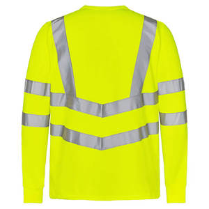 Wholesale Hi Vis Men's Reflective Workwear Shirts <b>Yellow</b> Long Sleeve Construction Safety T-Shirts Formal Knitted <b>Fabric</b> - Product Image 4