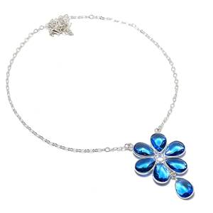 Tanzanita cuarzo forma de pera piedra preciosa 925 Collar chapado en plata para mujer collar de cadena bohemio collar de boda regalos para ella - Product Image 5