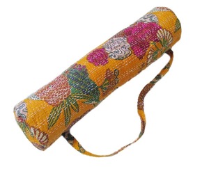 Bolsa de Yoga de algodón hecha a mano con estampado de frutas Kantha de moda, cierre de cremallera, correa de hombro para uso en estudio de Yoga de verano - Product Image 3