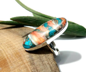 แหวนเงินสเตอร์ลิงแท้สีเขียวขุ่นหอยนางรม925แหวนสไตล์โบฮีเมียนแหวนเงินสเตอร์ลิง925เครื่องประดับอัญมณีแฮนด์เมดไม่เหมือนใคร - Product Image 2