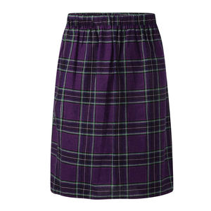 Men's purple plaid tartan pleated <b>skirt</b> blend of polyester and viscose <b>elasticated</b> waist Durable Material 2026 - Product Image 1