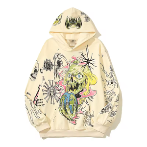 2024 sweat à capuche personnalisé en gros Streetwear hommes S sweats à capuche imprimer unisexe uni de haute qualité surdimensionné coton biologique silicone décontracté - Product Image 1
