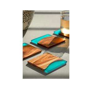 Ensemble de dessous-de-verre en résine faits à la main de luxe pour la décoration de la maison, table basse, cadeau, fabricants en Inde - Product Image 3