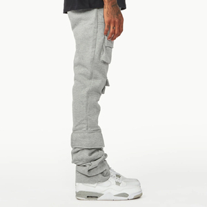 Pakistan Wholesale Streetwear Men Sweat Pants <b>Joggers</b> Graffiti Paint Splatter <b>Stacked</b> Custom Logo 100% Cotton Flare Sweatpants - Product Image 3