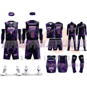 Uniforme de basket-ball personnalisé pour hommes, survêtement de basket-ball imprimé, coupe extensible, respirant, à séchage rapide avec sac - Product Image 1