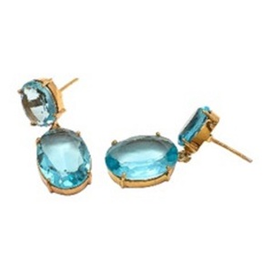 มาใหม่สีฟ้าบุษราคัม Hydro พลอย925เงินสเตอร์ลิงรูปไข่ต่างหู - Product Image 1