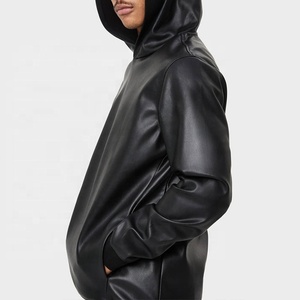 Sweat à Capuche en Faux Cuir Surdimensionné pour Hommes, Manches Longues, Poche Kangourou, Personnalisé, Grande Taille - Product Image 2