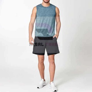 Débardeurs sans manches décontractés et respirants pour hommes, écologiques, pour la gym et le sport, en polyester/coton, vente en gros - Product Image 6