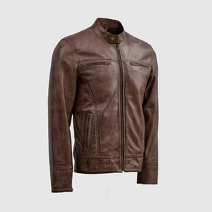 Chaqueta de Cuero Premium para Hombre - Estilo Urbano Moderno, Impermeable y Cortavientos, con Logotipo Frontal, para Uso Diario Informal - Product Image 4