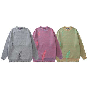 New Custom Knit Sweater 3d Embroidered Men's Sweater Jacquard <b>Jumper</b> Crew Neck Long Sleeve Knitted Pullover Sweater for Men - Product Image 3