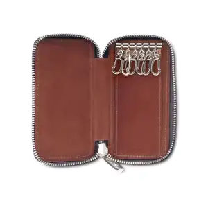 High Quality Genuine Leather Zip Around 8 Kay Hook Kay Case Car Key Holder Wallet