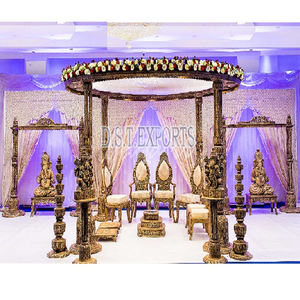 Especial boda madera tallada redonda Mandap DST exportaciones mejores precios estilo gujarati matrimonio Mandaps decoración fabricante eventos EE. UU. - Product Image 1