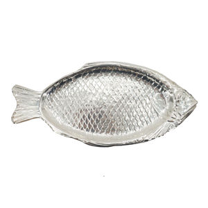 Plateau de service ovale en aluminium de la plus haute qualité, ton argenté, plateau décoratif en métal martelé avec poignées, plat en aluminium pour table - Product Image 6