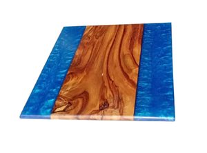 Planche à découper en bois rectangulaire avec poignée en résine océanique, planche décorative en résine pour la charcuterie - Product Image 3