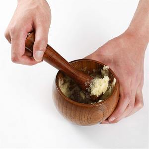 Mini mortier en bois avec pilon presse-purée meilleur prix mortiers et pilons de meulage en bois pour épices et herbes - Product Image 3