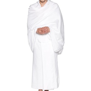 Ensemble de serviettes Ihram élégantes 100% polyester antistatiques pour hommes, tissu doux et respirant pour le Hajj, l'Umrah, vêtements islamiques traditionnels - Product Image 1