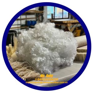 Fibres discontinues de polyester recyclées siliconées conjuguées creuses 7D HCS blanc ignifuge certifié OEKO TEX pour le remplissage du canapé - Product Image 2