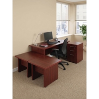 Ensemble de bureau de direction moderne en mélamine MDF noyer foncé 1600 mm avec meuble de rangement verrouillable pour usage commercial et corporatif