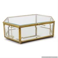 Nouvelle boîte de rangement décorative design moderne qualité supérieure bordure de couleur marron en métal clair avec boîte à bijoux en forme de rectangle en verre