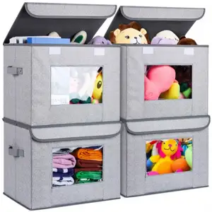 Kids Toy Organizer and Storage Bins Collapsible Closet Organizer with Lid Dirty Clothes Basket