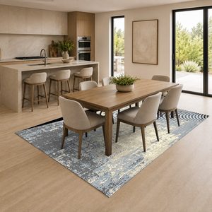 Tapis de salon en chenille gris argenté à motif design imprimé numériquement, lavable en machine, antidérapant - RUGS DEPOT LXDP-0818 (vente en gros) - Product Image 4