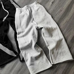 Custom Blank Baggy <b>Wide</b> <b>Leg</b> Trousers Men Joggers High Quality Y2k <b>Cargo</b> Oversized Stacked Pants Men Flared Sweatpants - Product Image 2