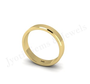 Joyería de oro fino personalizada al por mayor de moda 14K sólido ancho 4mm anillo liso hecho en La India precio de fábrica para regalo de boda - Product Image 5
