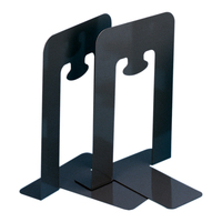 Serre-livres de bureau en métal robuste Eagle 9353S avec logo personnalisé, construction en acier et aluminium plié, noir, pour usage professionnel
