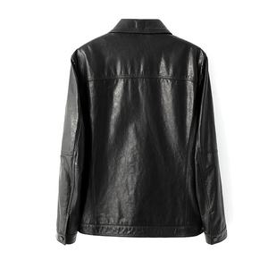 Veste en cuir véritable enduite pour homme, en cuir de vache ciré, longueur régulière, col montant, style automne-hiver, nouveau style, décontracté, vintage - Product Image 4