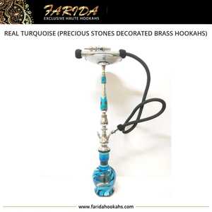 Novedad 2024: Set de Narguile de Lujo Farida, de Latón Macizo y Plata, con Piedras Preciosas de Turquesa Auténtica, Estilo Único y Grande, con Acabado Lacado - Product Image 3