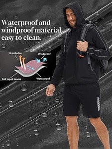 Veste coupe-vent pour hommes manches longues fermeture éclair légère imperméable coupe ajustée camouflage pour les sports de plein air - Product Image 5