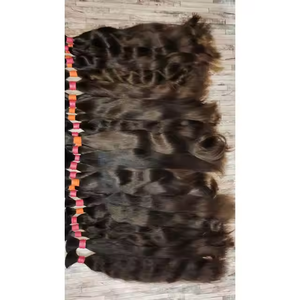 Hot Selling! Normal Double Drawn Natural Wavy Machine Weft Hair Bundles Virgin Cuticle Aligned Hair - Product Image 1