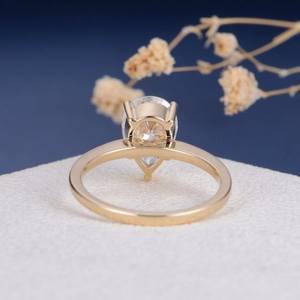 Anillo de diamante de corte de pera brillante de oro blanco sólido de 10K, joyería de propuesta de boda y compromiso certificada por GIA e IGI - Product Image 3