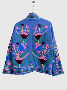 Veste en laine à col mandarin brodée à la main avec des motifs floraux, manches longues, taille plus, vêtements d'hiver pour femmes, style bohème - Product Image 5