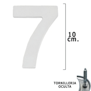 ป้ายโลหะหมายเลข "7" สีเงินด้าน ขนาด 10 ซม. ชุดน็อตเกลียวซ่อน (บรรจุภัณฑ์พลาสติก 1 ชิ้น) - Product Image 1